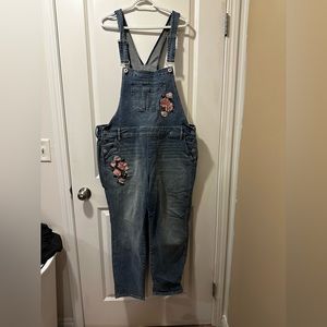 Denim overall with embroidered details